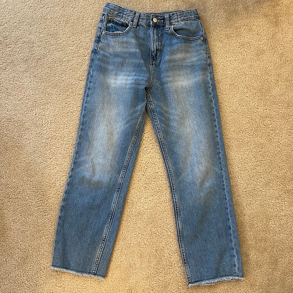 Girls, high-rise slouchy street jeans